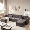 Modern Velvet Modular Sectional Sofa, U Shape Convertible Sofa Set with Pillows, Oversized Sectional Couches with Storage Ottomans for Living Room, Lo