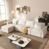 Modern Cotton Linen Modular Sectional Sofa, L Shape Convertible Sofa Set with Pillows, Oversized Sectional Couches with Storage Ottomans for Living Ro
