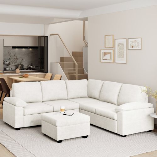 [VIDEO provided] [New] 84*84" Modern Velvet Sectional Sofa Set,Large U Shaped Upholstered Corner Couch with Ottoman,Armrest Pillow,6 Seat Indoor Furni