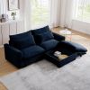 Sectional Sofa Comfy Corduroy Couch for Living Room with Pillows and Round Armrests, Modern Corduroy Sofa Sleeper Deep Couches with Storage Ottoman (B