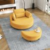 51-inch beige corduroy sofa with two throw pillows and a waist pillow with an extra tray for comfortable seating suitable for small apartment bedroom
