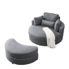 [Video] Welike Swivel Accent Barrel Modern Dark Grey Sofa Lounge Club Big Round Chair with Storage Ottoman Linen Fabric for Living Room Hotel with Pil