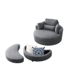 [Video] Welike Swivel Accent Barrel Modern Dark Grey Sofa Lounge Club Big Round Chair with Storage Ottoman Linen Fabric for Living Room Hotel with Pil