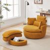 38"W Oversized Swivel Chair with moon storage ottoman for Living Room, Modern Accent Round Loveseat Circle Swivel Barrel Chairs for Bedroom Cuddle Sof