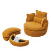 38"W Oversized Swivel Chair with moon storage ottoman for Living Room, Modern Accent Round Loveseat Circle Swivel Barrel Chairs for Bedroom Cuddle Sof