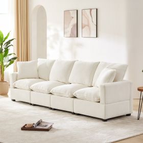 [VIDEO provided] [New] 110*29" Modern Modular Sofa, 4 Seat Chenille Sectional Couch Set with 2 Pillows Included, Freely Combinable Indoor Funiture for (Color: as Pic)