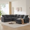 [VIDEO provided] [New] 110*84" Modern U Shape Modular Sofa, 7 Seat Chenille Sectional Couch Set with 2 Pillows Included, Freely Combinable Indoor Funi