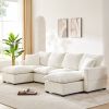 [VIDEO provided] [New] 110*57" Modern U Shape Modular Sofa, 6 Seat Chenille Sectional Couch Set with 2 Pillows Included, Freely Combinable Indoor Funi