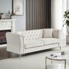 81.8" Chesterfield Sofa Grey Velvet for Living Room, 3 Seater Sofa Tufted Couch with metal foot and Nailhead for Living Room, Bedroom, Office, Apartme