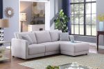 Penelope 85.5" Light Gray Linen Fabric Sofa with Ottoman and Pillows