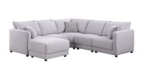 Penelope 94.5" Light Gray Linen Fabric Reversible L-Shape Sectional Sofa with Ottoman and Pillows