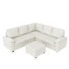 [VIDEO provided] [New] 84*84" Modern Velvet Sectional Sofa Set,Large U Shaped Upholstered Corner Couch with Ottoman,Armrest Pillow,6 Seat Indoor Furni