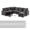 [VIDEO provided] [New] 110*84" Modern U Shape Modular Sofa, 7 Seat Chenille Sectional Couch Set with 2 Pillows Included, Freely Combinable Indoor Funi