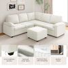 [VIDEO provided] [New] 84*84" Modern Velvet Sectional Sofa Set,Large U Shaped Upholstered Corner Couch with Ottoman,Armrest Pillow,6 Seat Indoor Furni
