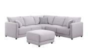 Penelope 94.5" Light Gray Linen Fabric Reversible L-Shape Sectional Sofa with Ottoman and Pillows