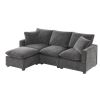 [VIDEO provided] [New] 84*57" Modern Modular Sofa, 4 Seat Chenille Sectional Couch Set with 2 Pillows Included, Freely Combinable Indoor Funiture for