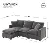 [VIDEO provided] [New] 84*57" Modern Modular Sofa, 4 Seat Chenille Sectional Couch Set with 2 Pillows Included, Freely Combinable Indoor Funiture for