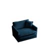 Comfy Deep Single Seat Sofa Upholstered Reading Armchair Living Room Chair Blue Chenille Fabric , 1 Toss Pillow