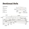 3-pcs Sectional Sofa Blue Grey Polyfiber Cushion Sofa Chaise Ottoman Reversible Couch Pillows
