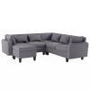 [New]87" Modern Sectional Sofa with coffee table,6-Seat Couch Set with Storage Ottoman,Various Combinations,L-Shape Indoor Furniture with Unique Armre