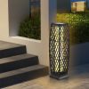 2 Pieces Solar-Powered Diamond Wicker Floor Lamps with Auto LED Light