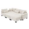 [VIDEO provided][New]Wide Seat Corduroy Modular Sectional Sofa Bed,Sleeper Couch Set with Armrest Pillow,6 Seat Free Combination Sofa with Ottomans,Ov