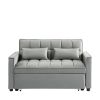 Modern Velvet Convertible Loveseat Sleeper Sofa Couch with Adjustable Backrest, 2 Seater Sofa With Pull-Out Bed with 2 Lumbar Pillows For Small Living