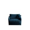 Comfy Deep Single Seat Sofa Upholstered Reading Armchair Living Room Chair Blue Chenille Fabric , 1 Toss Pillow