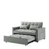 Modern Velvet Convertible Loveseat Sleeper Sofa Couch with Adjustable Backrest, 2 Seater Sofa With Pull-Out Bed with 2 Lumbar Pillows For Small Living