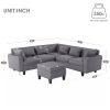 [New]87" Modern Sectional Sofa with coffee table,6-Seat Couch Set with Storage Ottoman,Various Combinations,L-Shape Indoor Furniture with Unique Armre