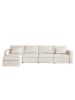 Modern Cotton Linen Modular Sectional Sofa, L Shape Convertible Sofa Set with Pillows, Oversized Sectional Couches with Storage Ottomans for Living Ro