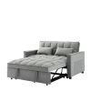 Modern Velvet Convertible Loveseat Sleeper Sofa Couch with Adjustable Backrest, 2 Seater Sofa With Pull-Out Bed with 2 Lumbar Pillows For Small Living