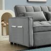 Modern Velvet Convertible Loveseat Sleeper Sofa Couch with Adjustable Backrest, 2 Seater Sofa With Pull-Out Bed with 2 Lumbar Pillows For Small Living