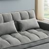 Modern Velvet Convertible Loveseat Sleeper Sofa Couch with Adjustable Backrest, 2 Seater Sofa With Pull-Out Bed with 2 Lumbar Pillows For Small Living