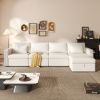 Modern Cotton Linen Modular Sectional Sofa, L Shape Convertible Sofa Set with Pillows, Oversized Sectional Couches with Storage Ottomans for Living Ro