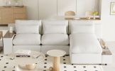 U_Style [ Video Provided] L-shaped Modular Sectional Sofa with Removable Back Cushions,3 Pillows and 2 Storage Spaces,Suitable for Living rooms,Office