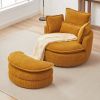 38"W Oversized Swivel Chair with moon storage ottoman for Living Room, Modern Accent Round Loveseat Circle Swivel Barrel Chairs for Bedroom Cuddle Sof