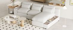 U_Style [ Video Provided] L-shaped Modular Sectional Sofa with Removable Back Cushions,3 Pillows and 2 Storage Spaces,Suitable for Living rooms,Office