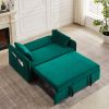 MH" Sleeper Sofa Bed w/USB Port, 3-in-1 adjustable sleeper with pull-out bed, 2 lumbar pillows and side pocket, soft velvet convertible sleeper sofa b