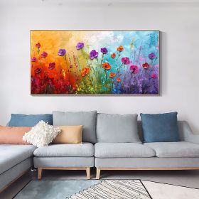 Handmade Oil Painting Abstract Colorful Floral Canvas Wall Art Hand Painted Thick Textured Petal Knife Painting Contemporary Home Decor Customized Sof (Style: 1, size: 40x80cm)