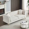 81.8" Chesterfield Sofa Grey Velvet for Living Room, 3 Seater Sofa Tufted Couch with metal foot and Nailhead for Living Room, Bedroom, Office, Apartme