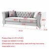 81.8" Chesterfield Sofa Grey Velvet for Living Room, 3 Seater Sofa Tufted Couch with metal foot and Nailhead for Living Room, Bedroom, Office, Apartme