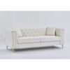 81.8" Chesterfield Sofa Grey Velvet for Living Room, 3 Seater Sofa Tufted Couch with metal foot and Nailhead for Living Room, Bedroom, Office, Apartme