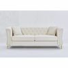 81.8" Chesterfield Sofa Grey Velvet for Living Room, 3 Seater Sofa Tufted Couch with metal foot and Nailhead for Living Room, Bedroom, Office, Apartme