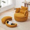 38"W Oversized Swivel Chair with moon storage ottoman for Living Room, Modern Accent Round Loveseat Circle Swivel Barrel Chairs for Bedroom Cuddle Sof