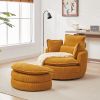 38"W Oversized Swivel Chair with moon storage ottoman for Living Room, Modern Accent Round Loveseat Circle Swivel Barrel Chairs for Bedroom Cuddle Sof