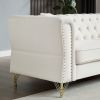 81.8" Chesterfield Sofa Grey Velvet for Living Room, 3 Seater Sofa Tufted Couch with metal foot and Nailhead for Living Room, Bedroom, Office, Apartme