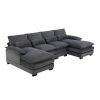 [VIDEO provided][New]109.8*55.9" Modern U-shaped Sectional Sofa with Waist Pillows,6-seat Upholstered Symmetrical Sofa Furniture,Sleeper Sofa Couch wi
