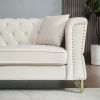 81.8" Chesterfield Sofa Grey Velvet for Living Room, 3 Seater Sofa Tufted Couch with metal foot and Nailhead for Living Room, Bedroom, Office, Apartme