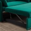 MH" Sleeper Sofa Bed w/USB Port, 3-in-1 adjustable sleeper with pull-out bed, 2 lumbar pillows and side pocket, soft velvet convertible sleeper sofa b